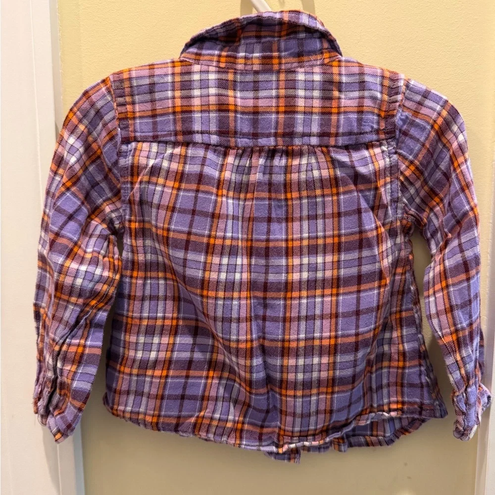Baby GAP Girls Purple Plaid Shirt and Old Navy Layering Tee Shirt